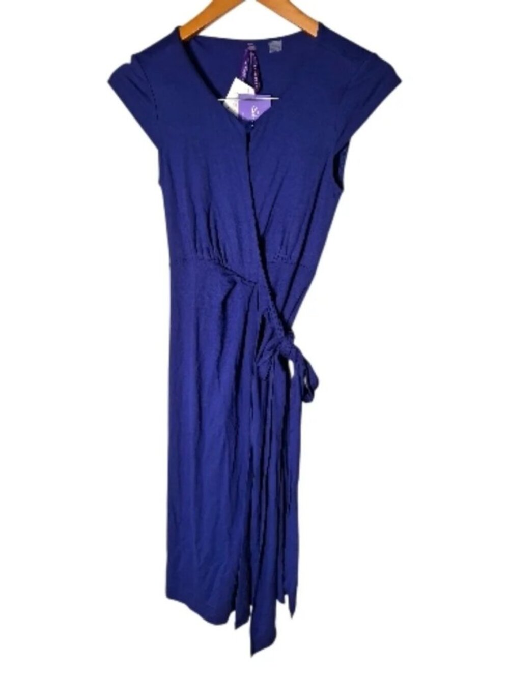 Seraphine Maternity Blue Wrap Empire Weist Dress Pregnancy Nursing Friendly Us 6